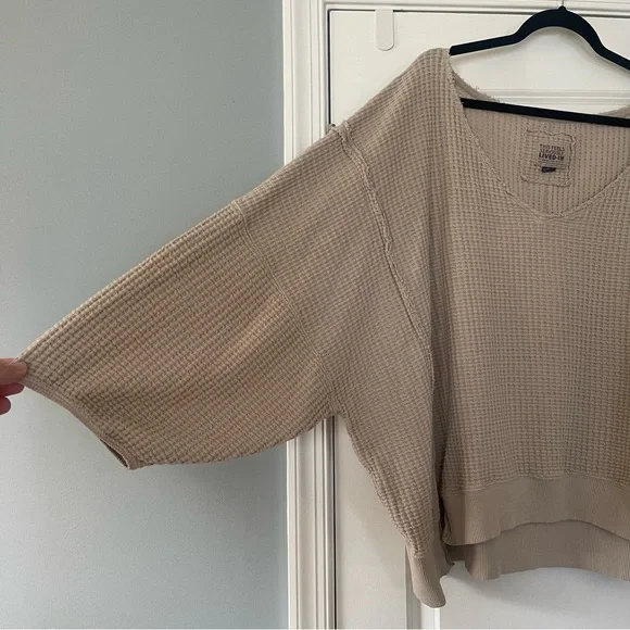 American Eagle AE Oversized Waffle V Neck Pullover XL - Picture 4 of 8